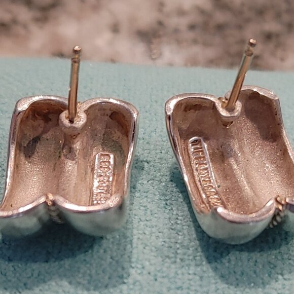 Tiffany & Co. Sterling Silver and 14K Yellow Gold Rope Stud Earrings with pouch - Picture 5 of 16